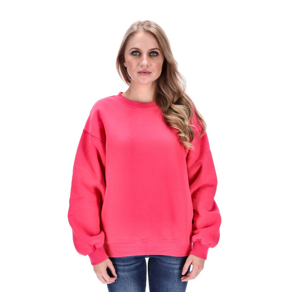 womens basic crew neck sweater watermelon pink