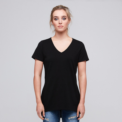 womens black v neck tee