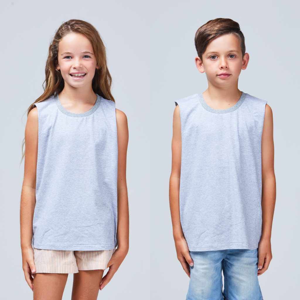 kids basic singlet grey marle