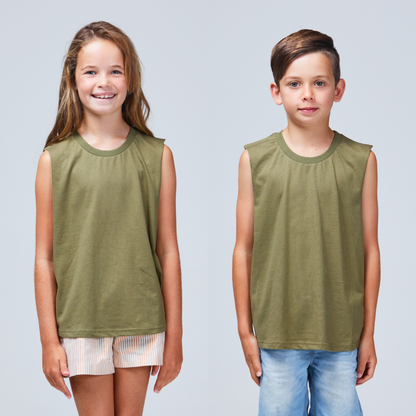 kids basic singlet khaki