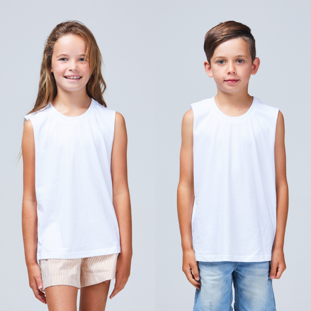 kids basic singlet white