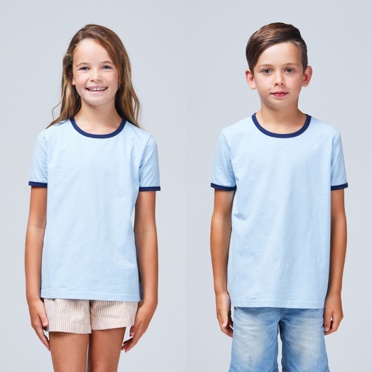 kids contrast tee blue and navy