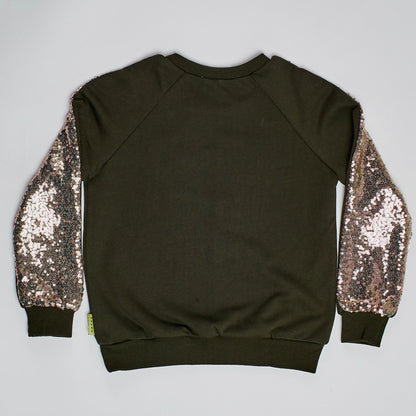 Evie Sequin Sweater Khaki