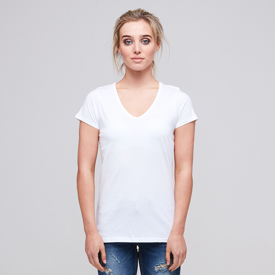 womens v neck tee white