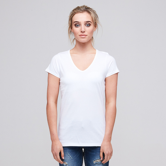 womens v neck tee white