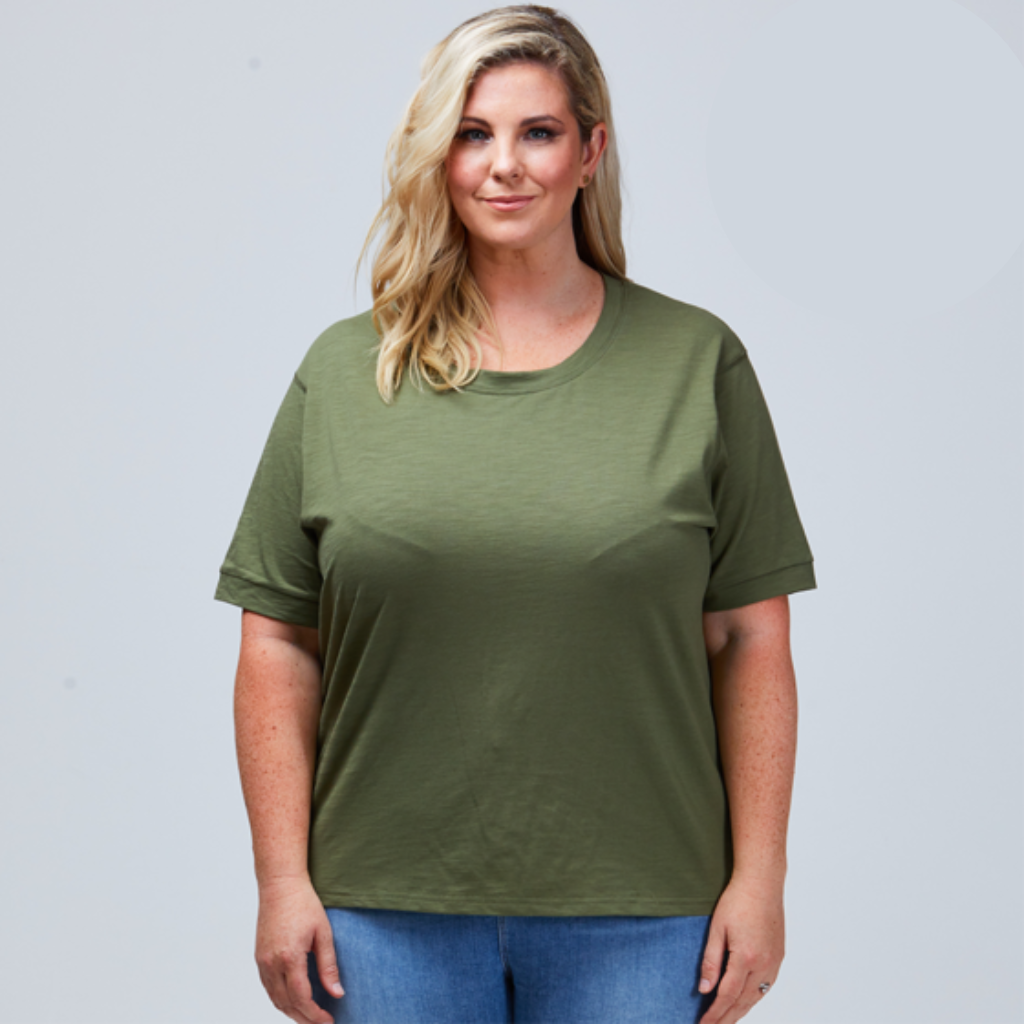 nz womens plus size tee khaki