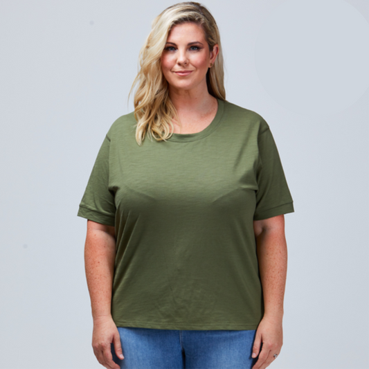 nz womens plus size tee khaki