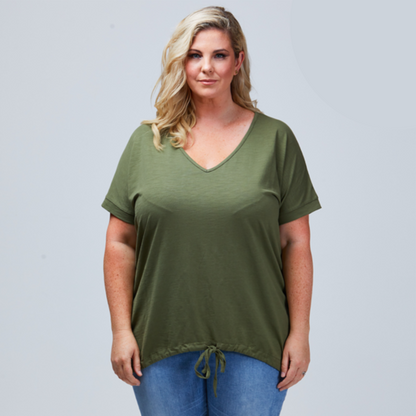 plus size v-neck tee khaki