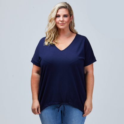 plus size v-neck tee navy