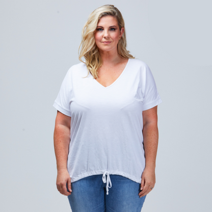 plus size v-neck tee white