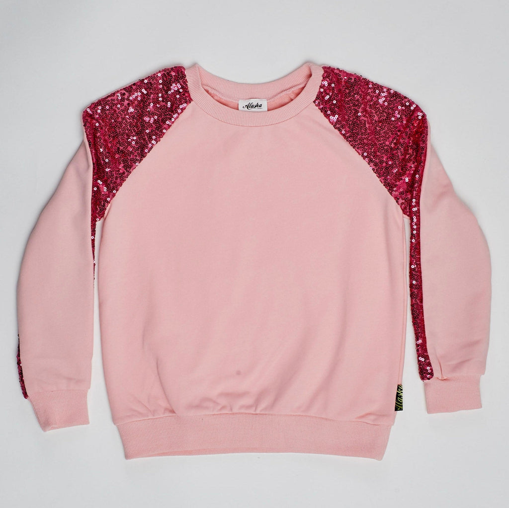 kids sequin sleeved sweater pink
