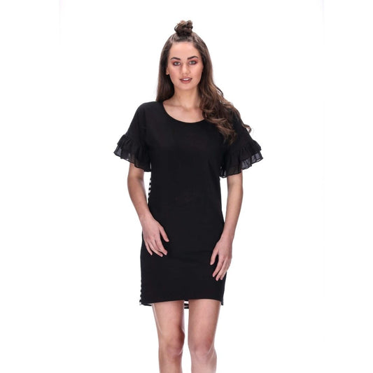 womens frill sleeve black dress