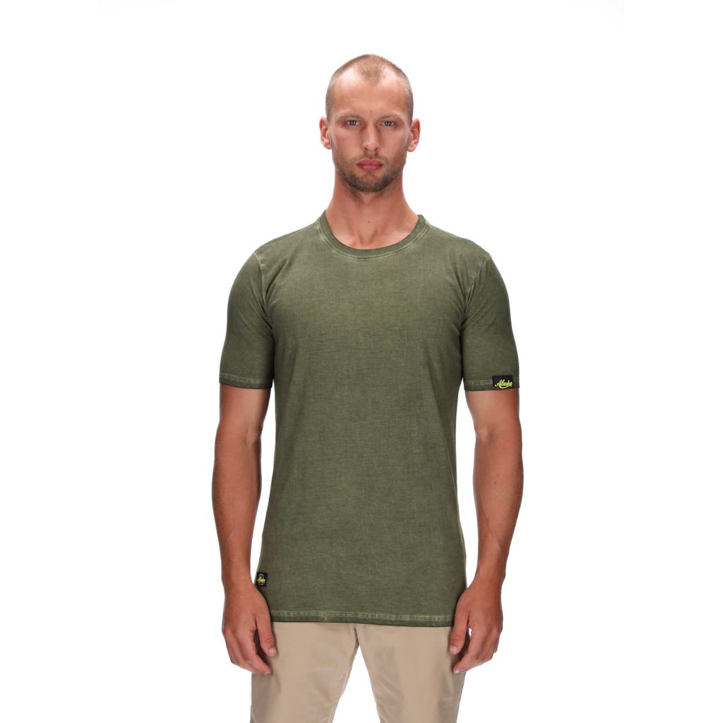 mens slim fit stonewash green tee