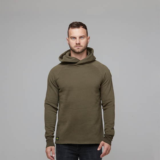 mens raw hem hoodie khaki