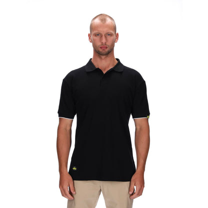 mens black polo with white trim 
