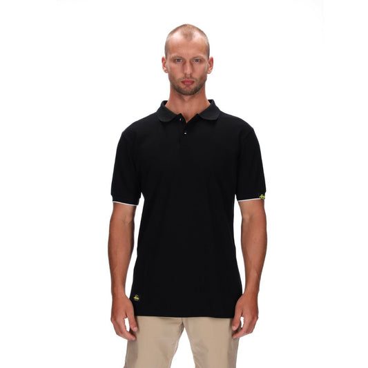 mens slim fit black polo with white trim
