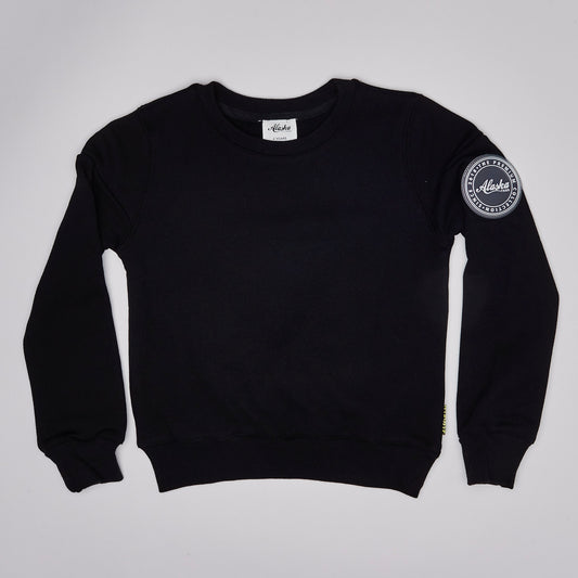 kids black crew neck sweater