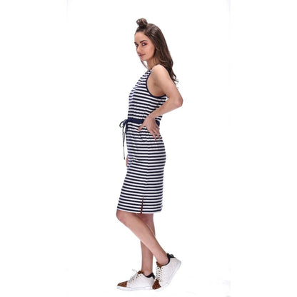 Vera Dress Navy Stripe