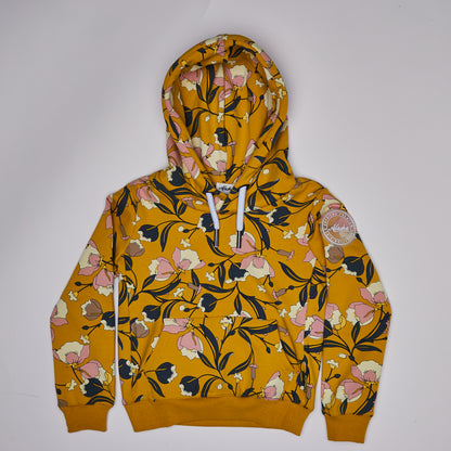 girls mustard floral hoodie