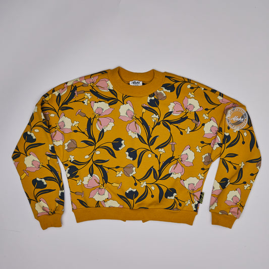 girls mustard floral sweater