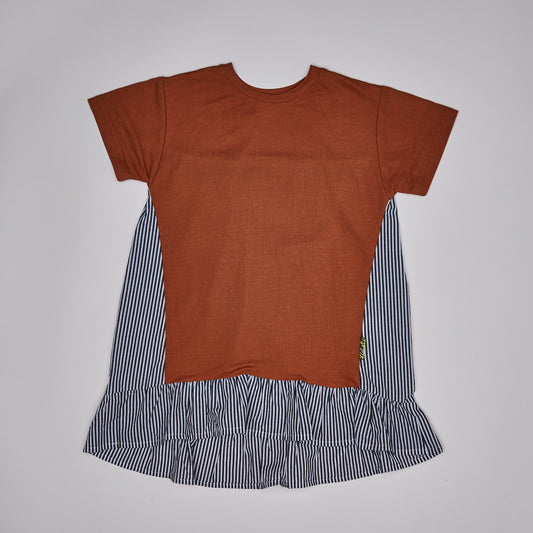 rust and striped baby dress