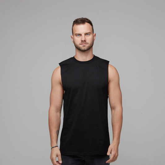 mens basic black singlet