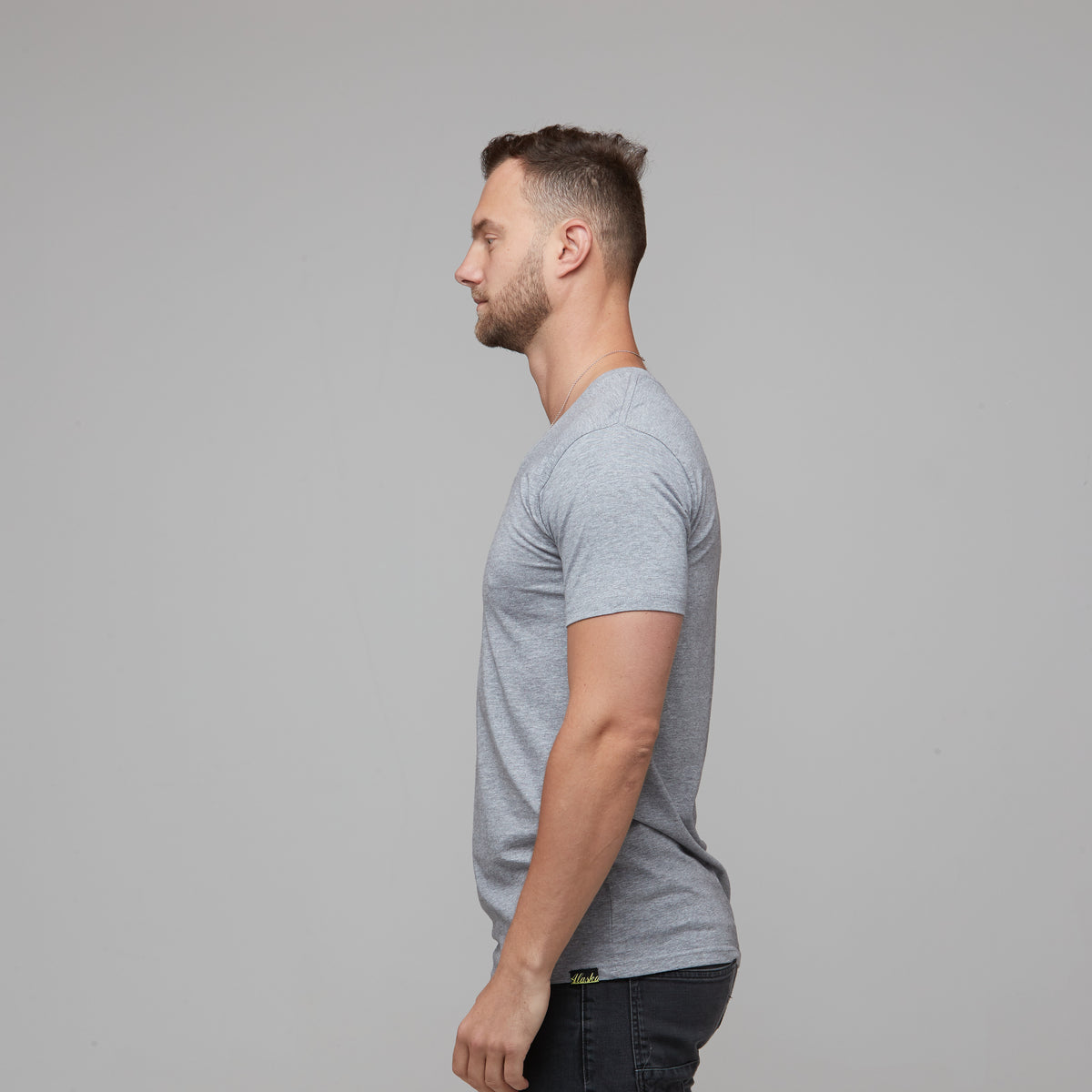 Erik V-Neck Tee Grey Marle