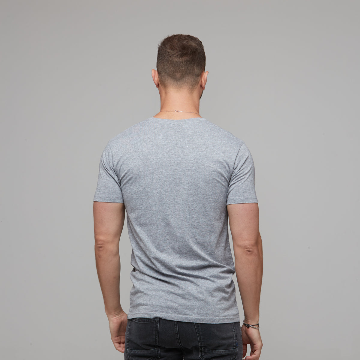 Erik V-Neck Tee Grey Marle