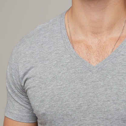 Erik V-Neck Tee Grey Marle