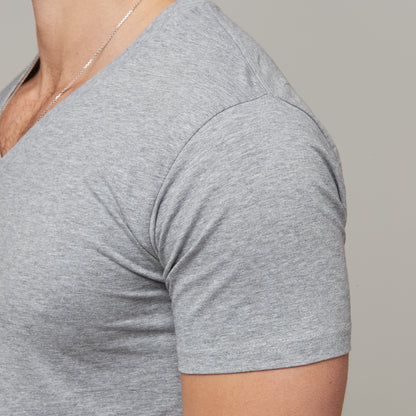 Erik V-Neck Tee Grey Marle