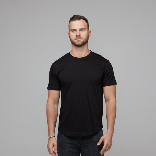 mens black cotton crew tee