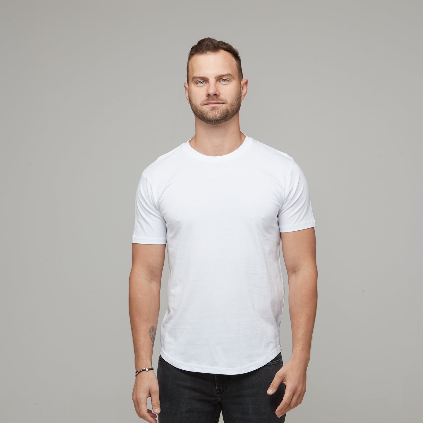 mens white cotton crew tee