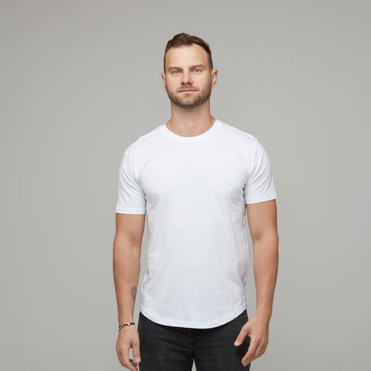 mens white cotton crew tee