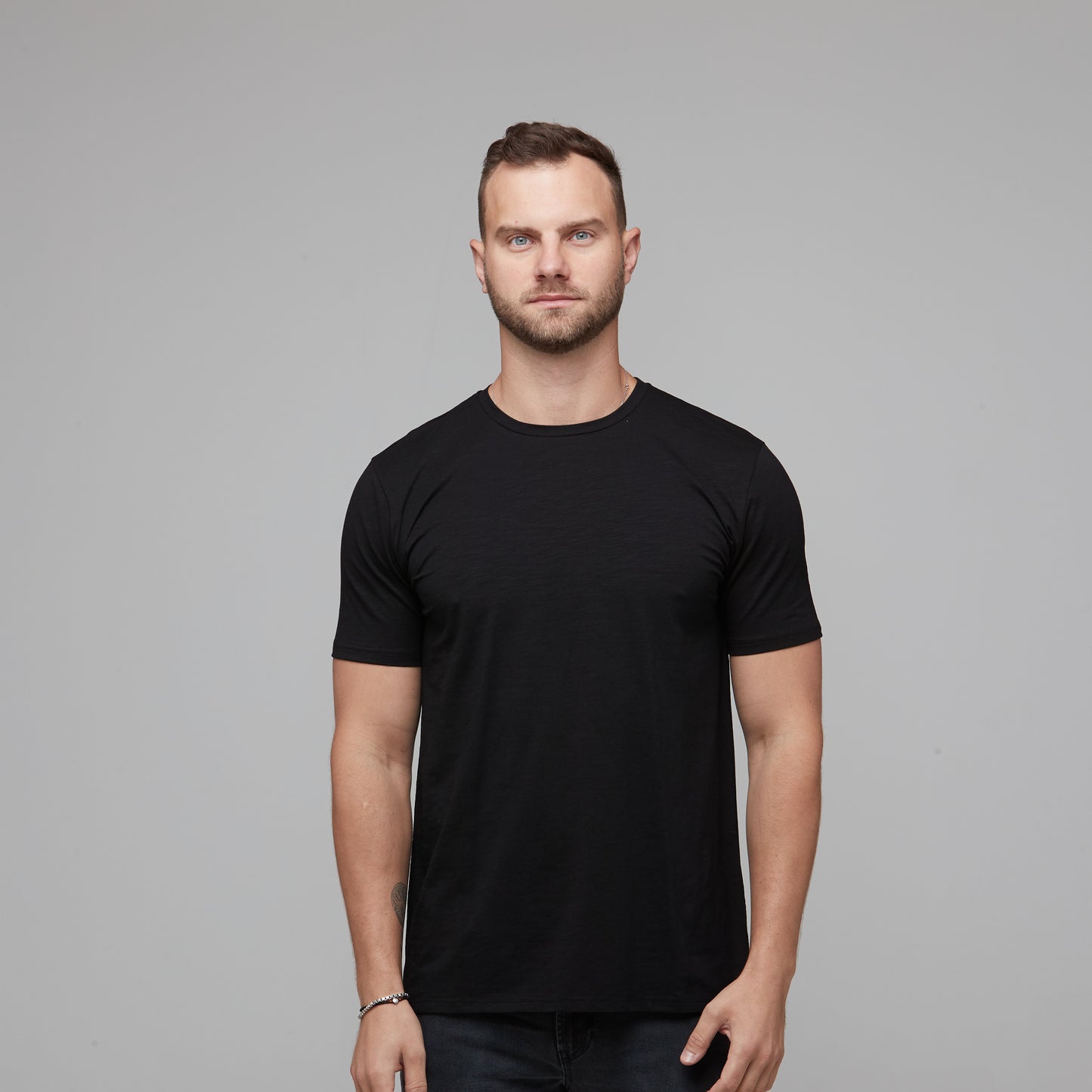 dipped back mens black tee