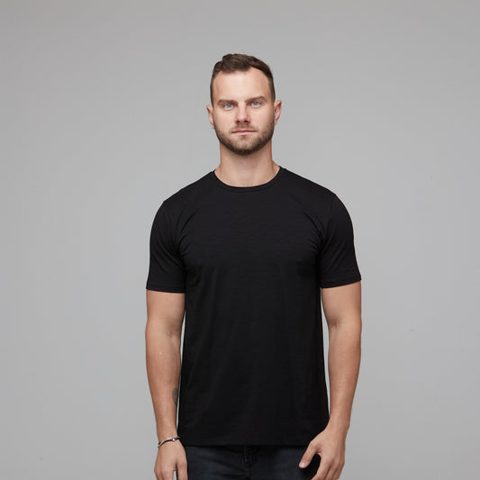 dipped back mens black tee