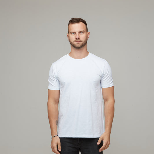 dipped back mens white tee