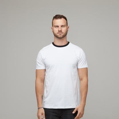 mens white and black contrast tee