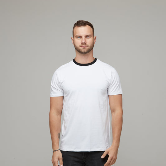 mens white and black contrast tee