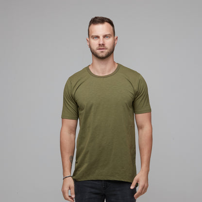 mens army green fitted tee