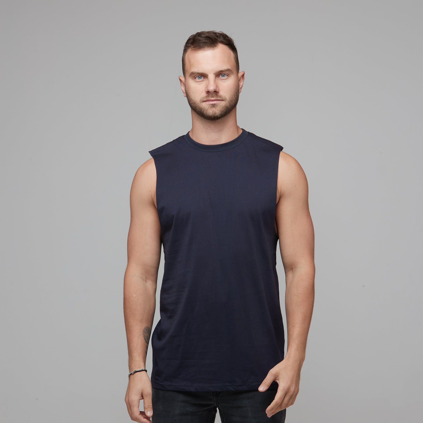 mens basic navy singlet