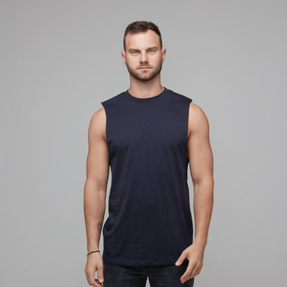 mens basic navy singlet