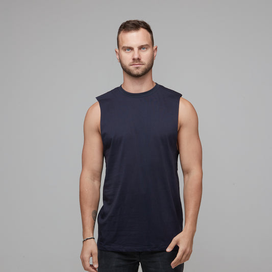 mens basic navy singlet