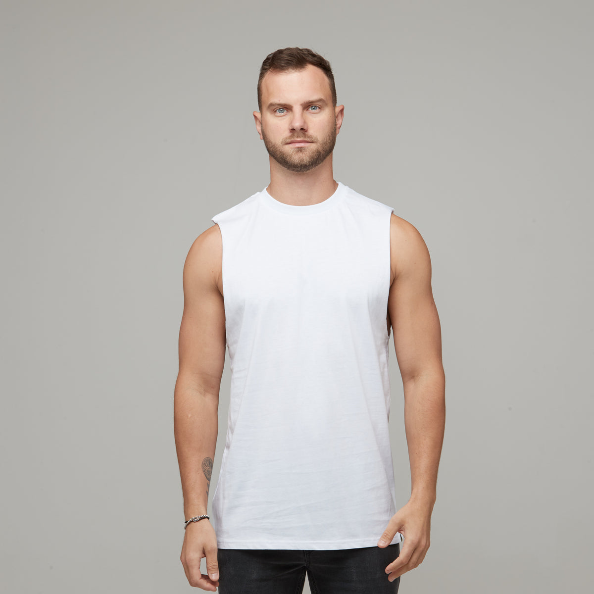 mens basic white singlet