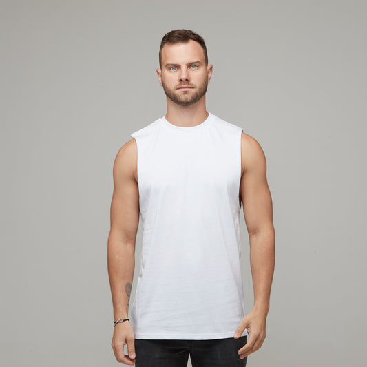 mens basic white singlet