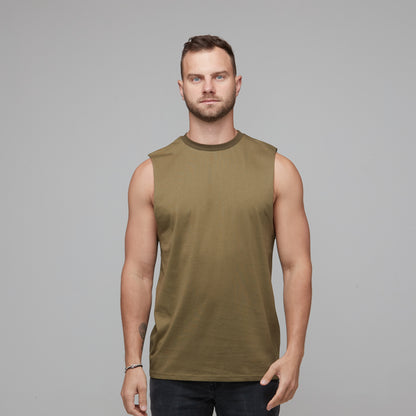 mens basic khaki singlet