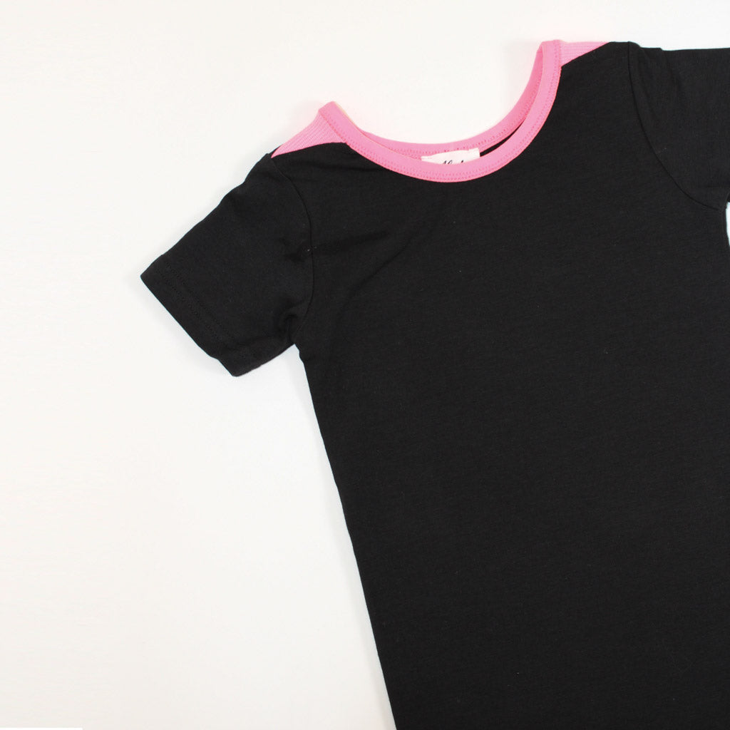 Jamie Romper Black/Fluro Pink