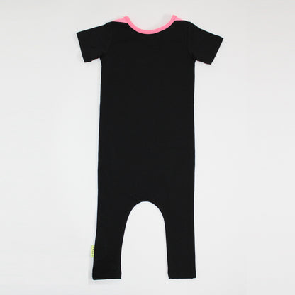 Jamie Romper Black/Fluro Pink