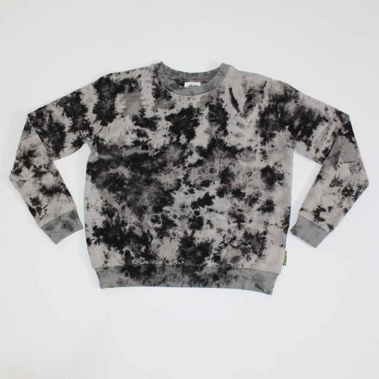 grey acid wash kids crew sweater