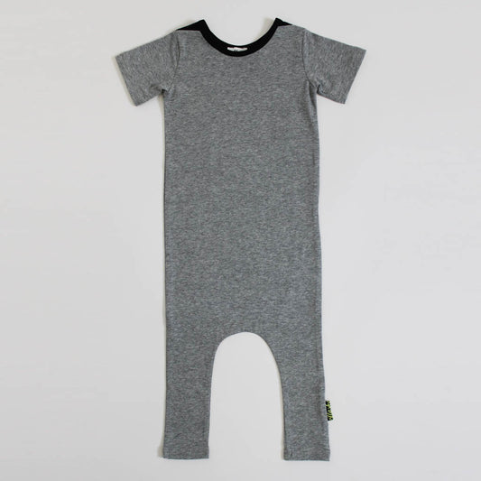 grey marle and black baby romper