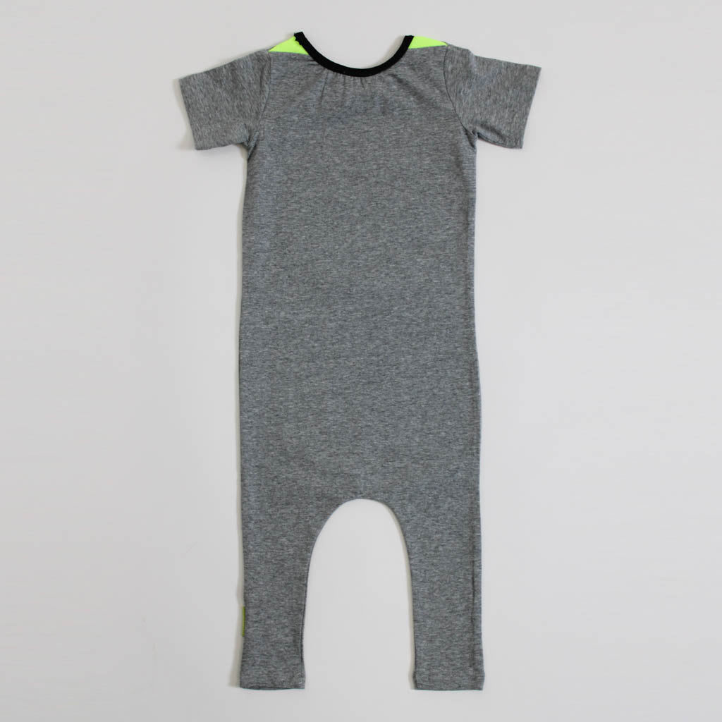 Jamie Romper Grey Marle/Fluro Yellow